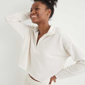 Aerie Sunday Soft Cropped Quarter Zip Sweatshirt size XL